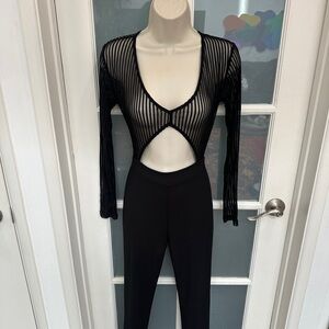 Black Sheer Striped Women's jumpsuit